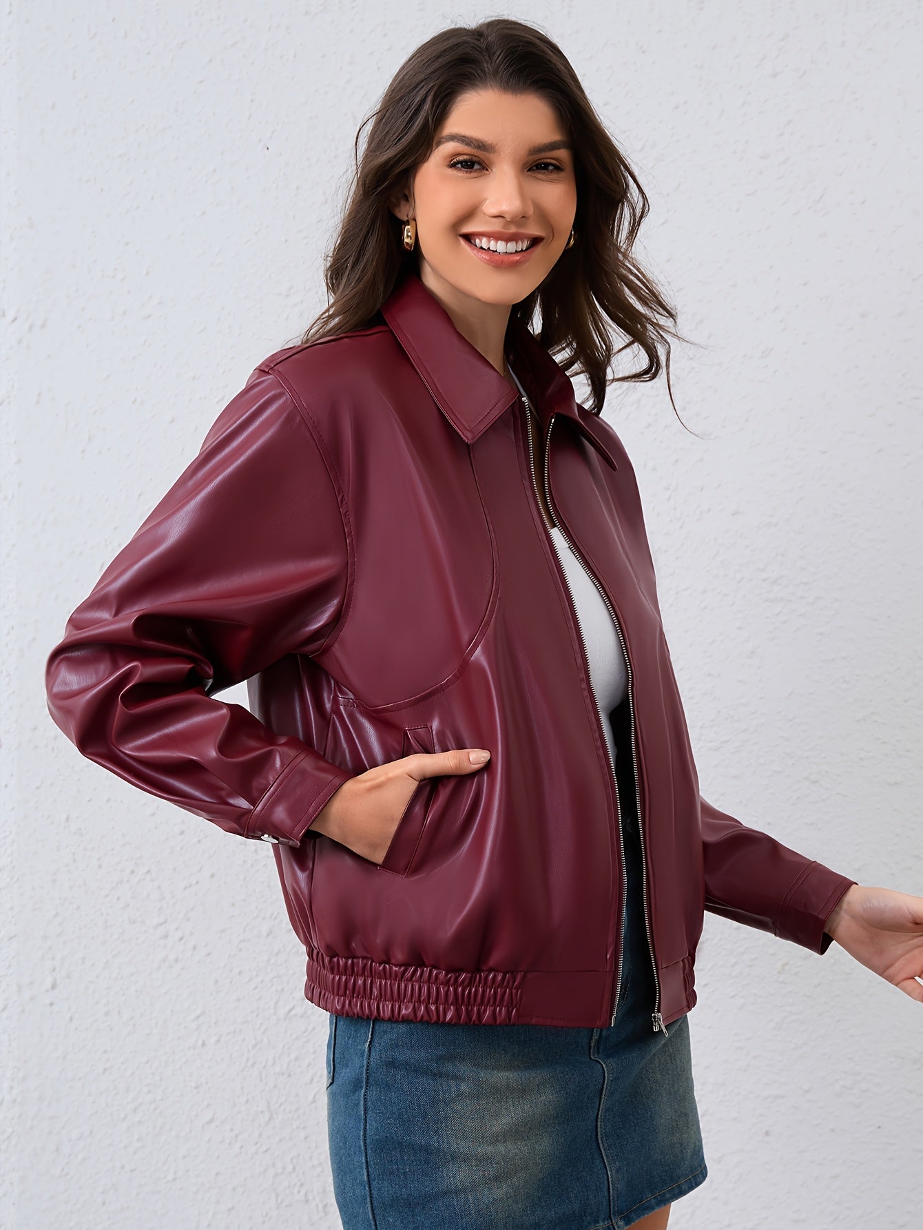 GIACCA IN ECO-PELLE BORDEAUX